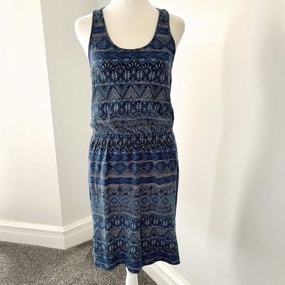Patagonia West Ashley Dress Womens Small Stretch Waist Keyhole Back Blue